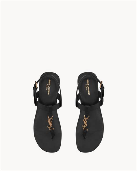 ysl cassandre leather sandals|saint laurent bianca sandals flat.